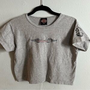 Harley-Davidson Gray Tee with Black and Red Embroidery